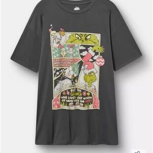 torrid Charcoal Grinch Graphic Tee with Green and Pink Accents s 3x